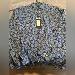 Brand New Blue Floral Dress Shirt
